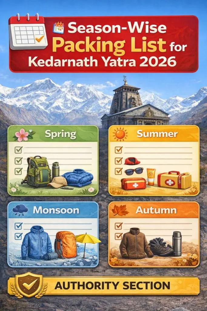 🗓️ Season-Wise Packing List for Kedarnath Yatra 2026